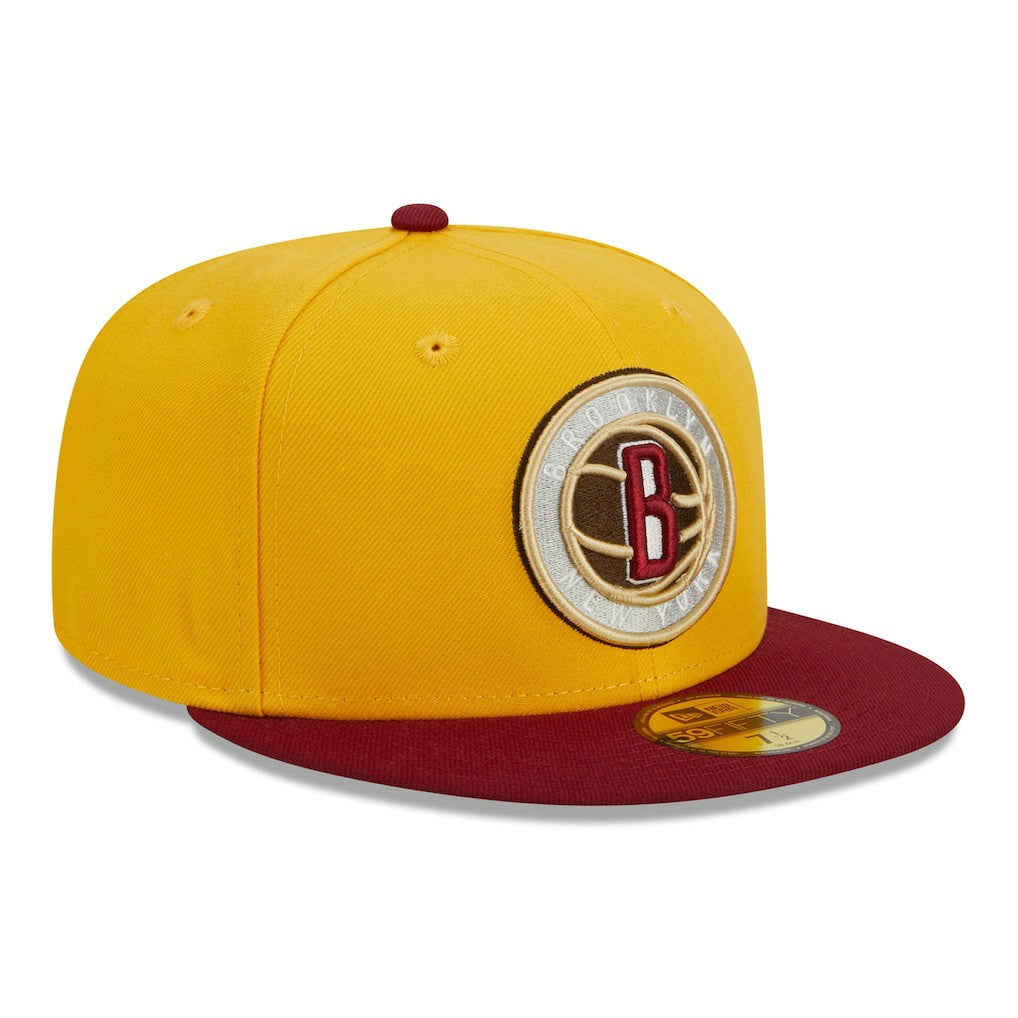 Brooklyn Nets Fall Leaves 2-Tone 59FIFTY Fitted Hat - Yellow/Red | New Era on sale