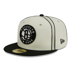 Brooklyn Nets Piping 2-Tone 59FIFTY Fitted Hat - Cream/Black | New Era shop