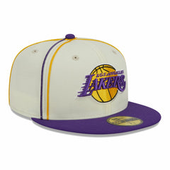 Los Angeles Lakers Piping 2-Tone 59FIFTY Fitted Hat - Cream/Purple | New Era outlet