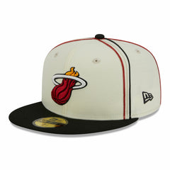 Miami Heat Piping 2-Tone 59FIFTY Fitted Hat - Cream/Black | New Era for sale