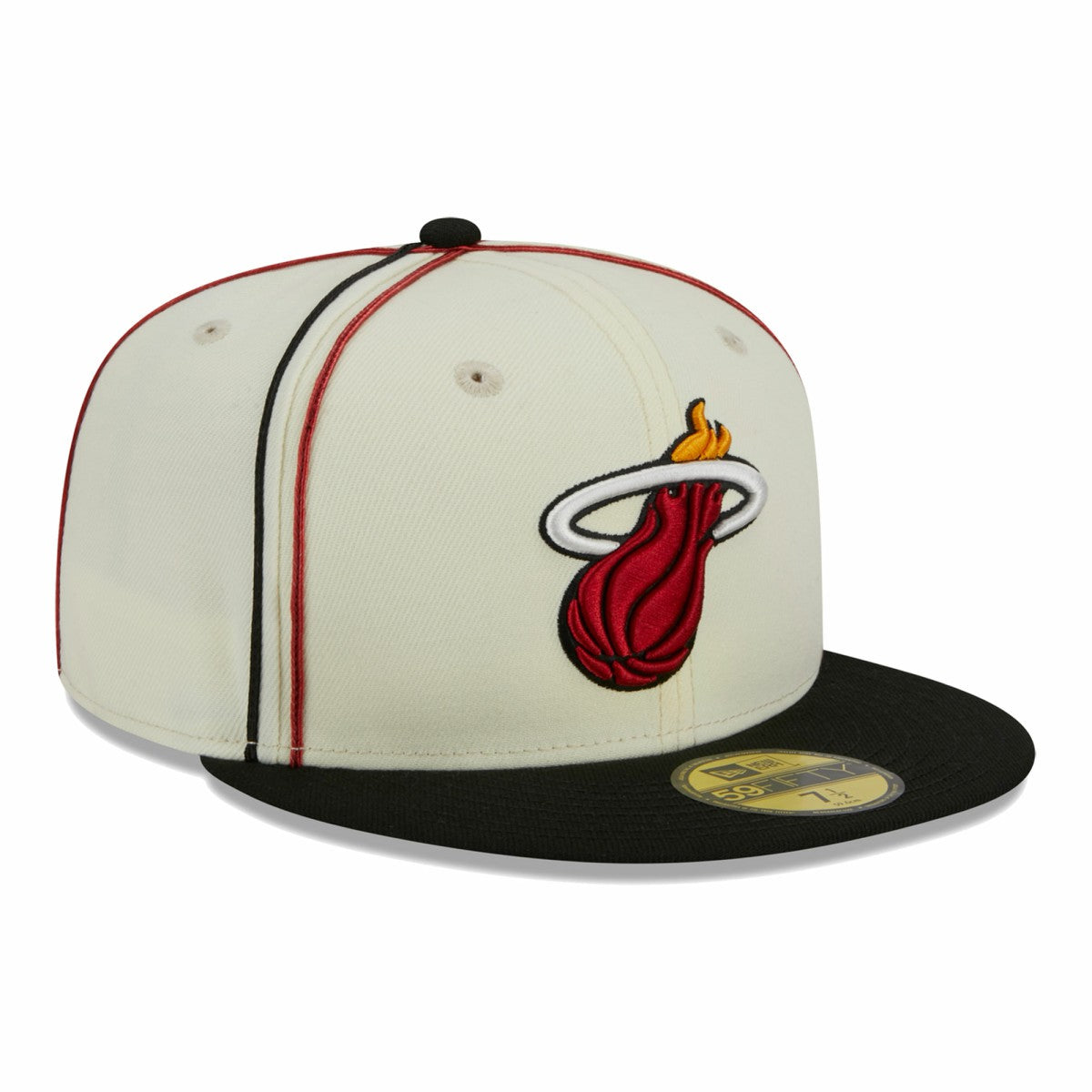 Miami Heat Piping 2-Tone 59FIFTY Fitted Hat - Cream/Black | New Era for sale