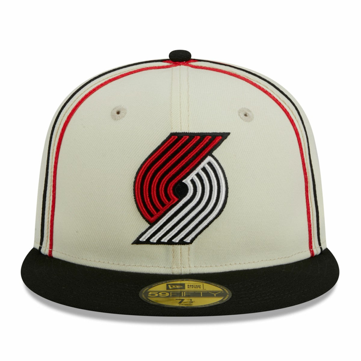 Portland Trail Blazers Piping 2-Tone 59FIFTY Fitted Hat - Cream/Black | New Era sale