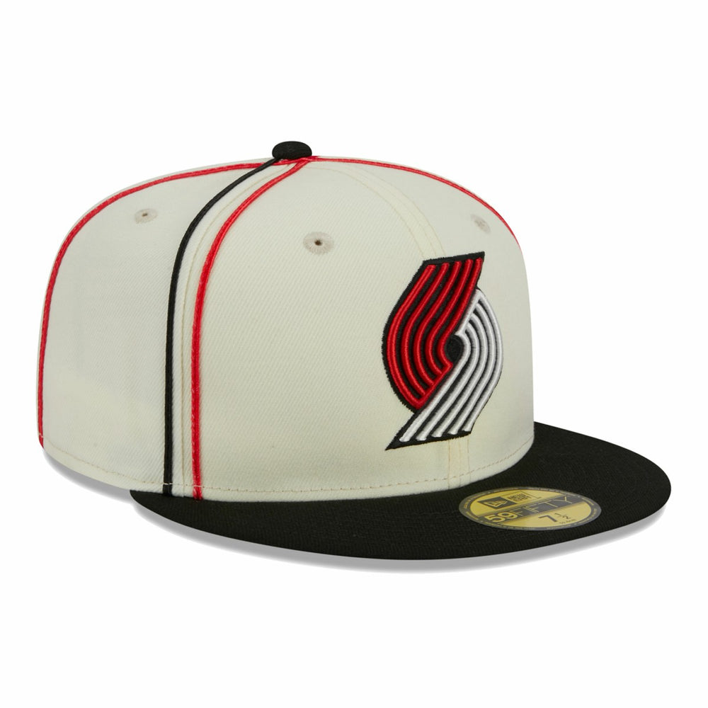 Portland Trail Blazers Piping 2-Tone 59FIFTY Fitted Hat - Cream/Black | New Era sale