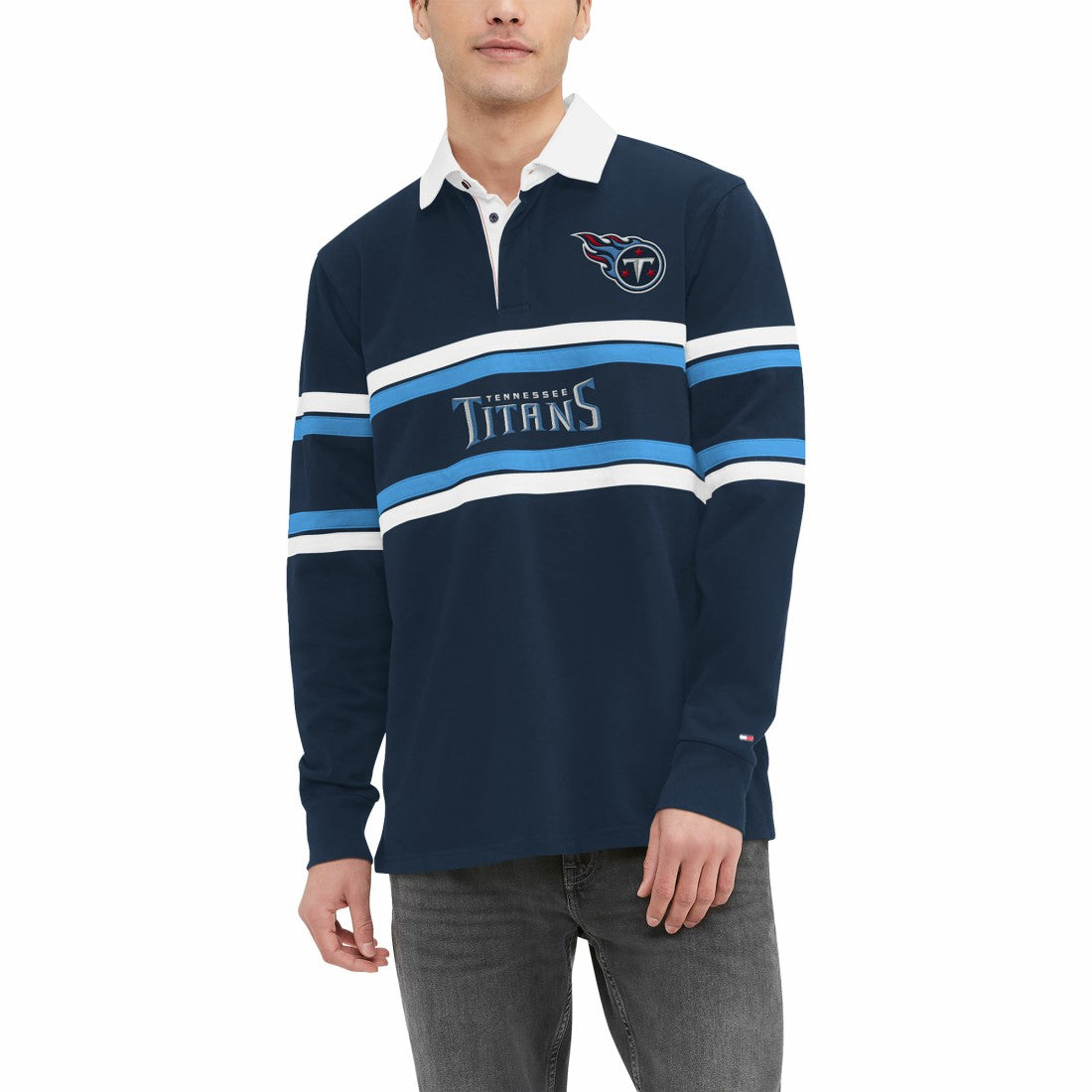 Tennessee Titans Tommy Hilfiger Cory Varsity Rugby Long Sleeve T-Shirt - Navy discount