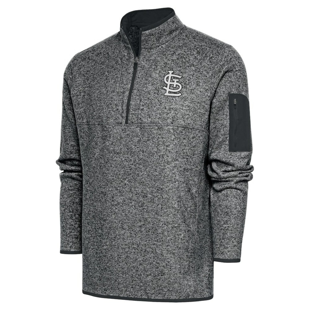 St. Louis Cardinals Antigua Metallic Big & Tall Quarter-Zip Jacket - Graphite