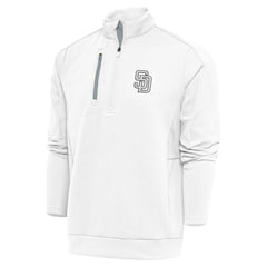 San Diego Padres Antigua Metallic Generation Quarter-Zip Pullover Top - White