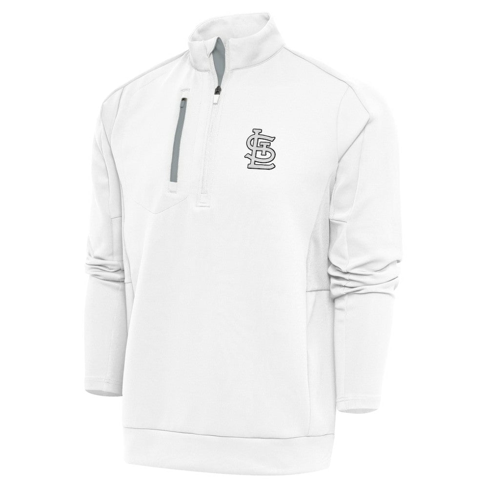 St. Louis Cardinals Antigua Metallic Generation Quarter-Zip Pullover Top - White