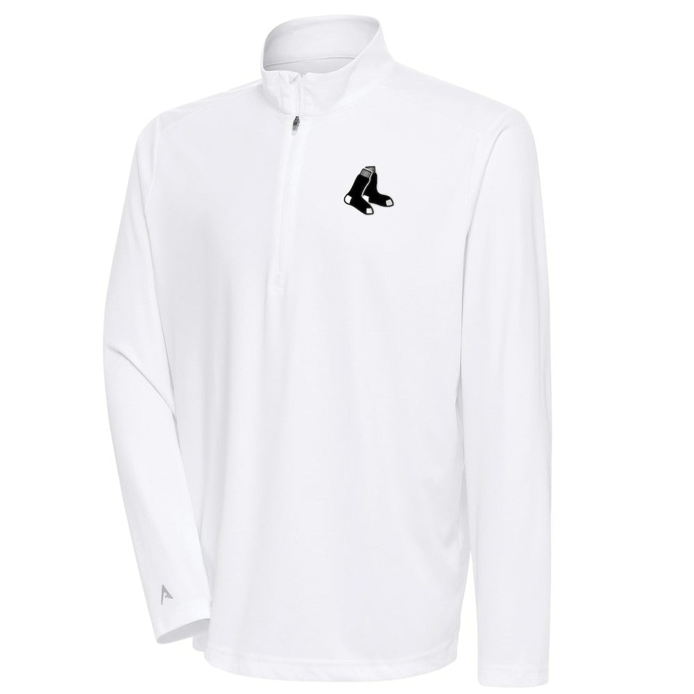 Boston Red Sox Antigua Metallic Tribute Quarter-Zip Top - White