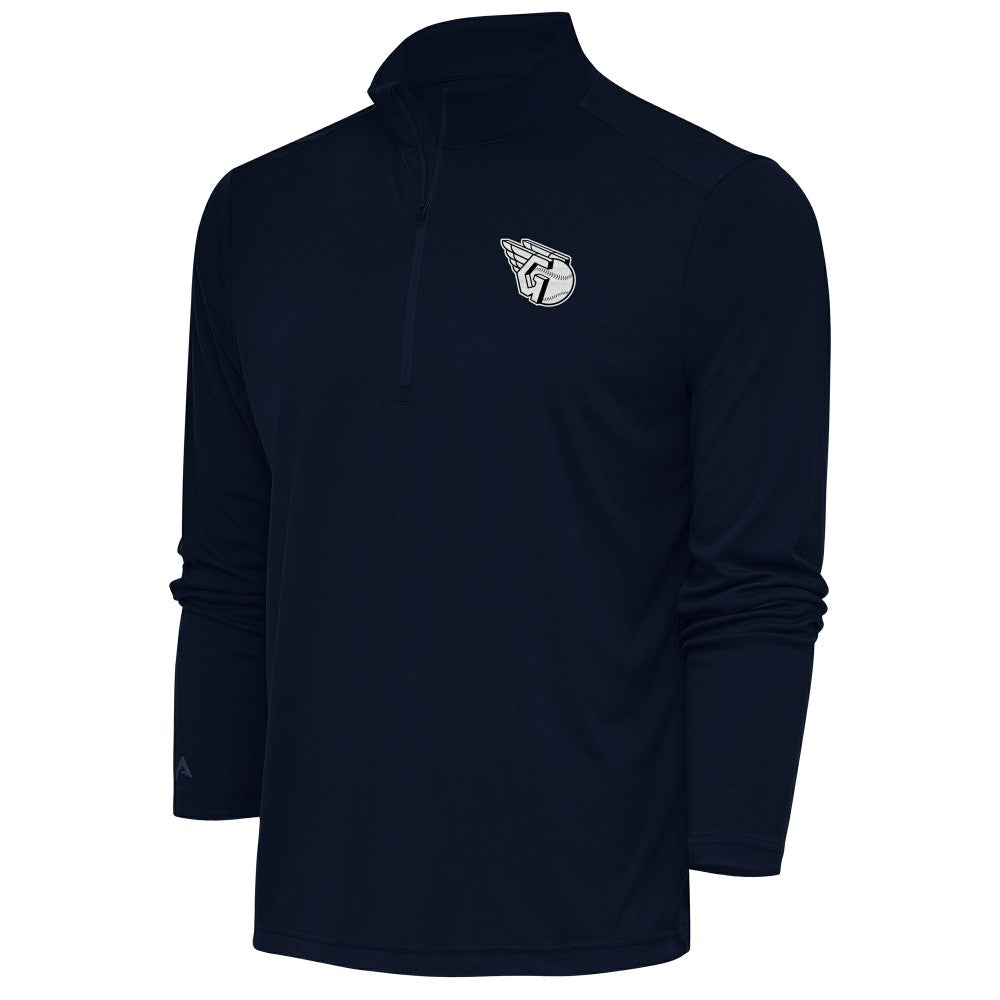 Cleveland Guardians Antigua Metallic Tribute Quarter-Zip Top - Navy