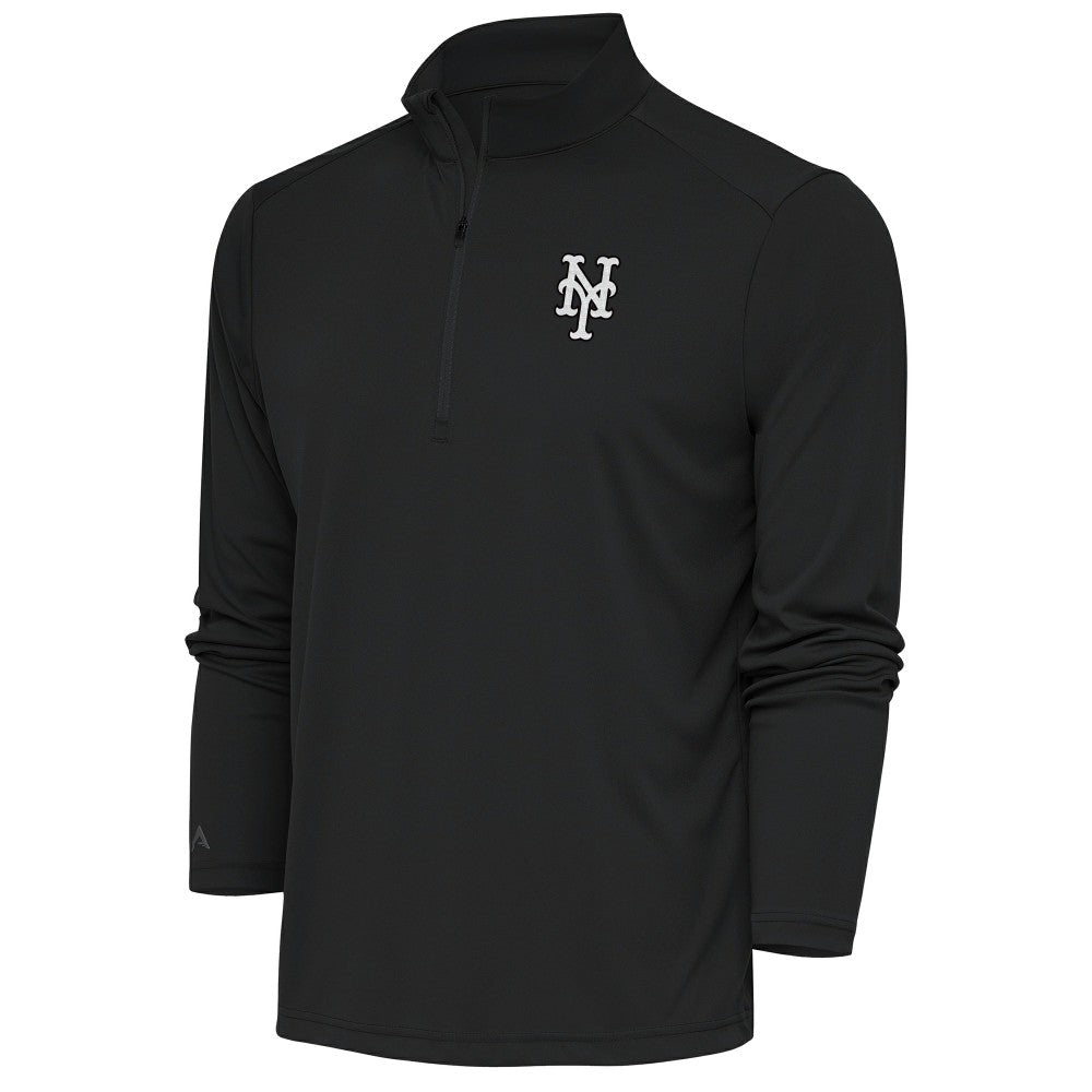 New York Mets Antigua Metallic Tribute Quarter-Zip Top - Charcoal