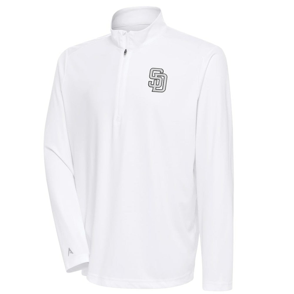 San Diego Padres Antigua Metallic Tribute Quarter-Zip Top - White