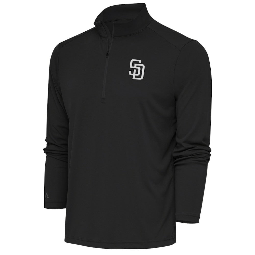 San Diego Padres Antigua Metallic Tribute Quarter-Zip Top - Charcoal