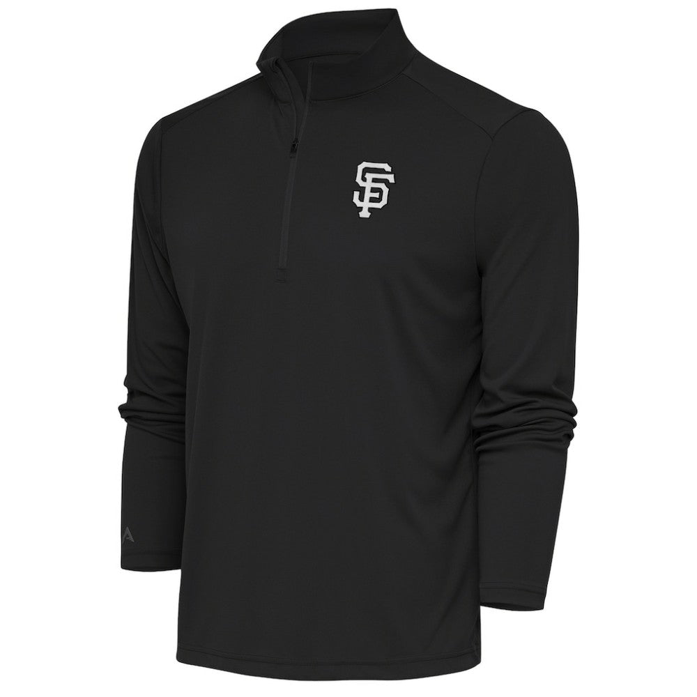 San Francisco Giants Antigua Metallic Tribute Quarter-Zip Top - Charcoal