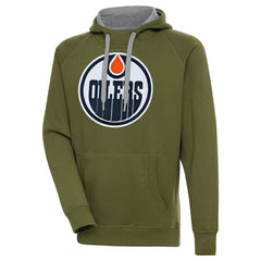 Edmonton Oilers Antigua Victory Pullover Hoodie Olive