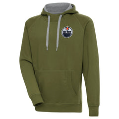 Edmonton Oilers Antigua Victory Pullover Hoodie Olive