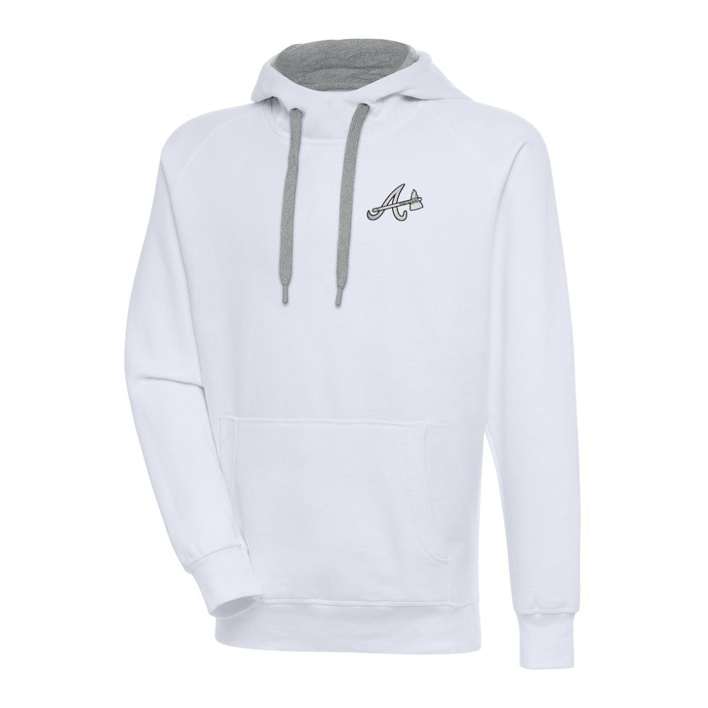 Atlanta Braves Antigua Metallic Victory Pullover Hoodie - White