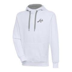 Atlanta Braves Antigua Metallic Victory Pullover Hoodie - White