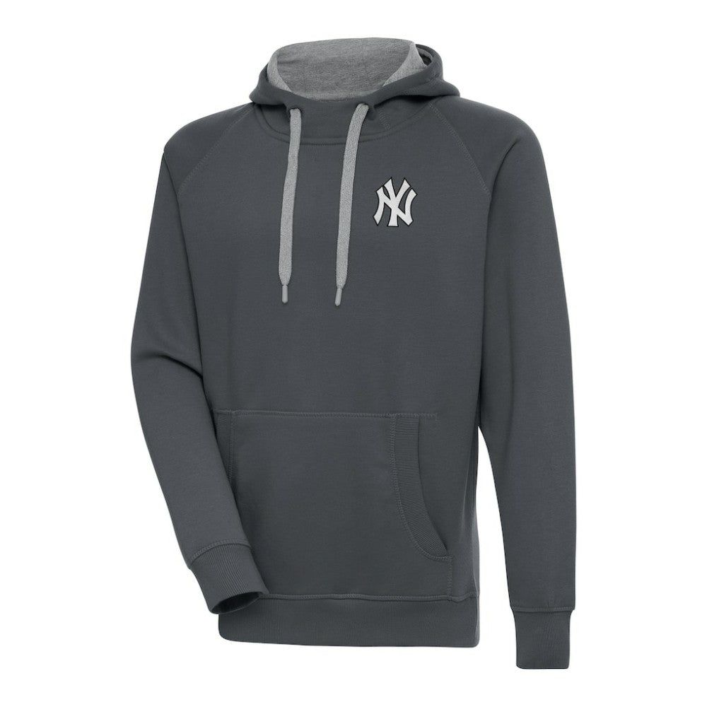 New York Yankees Antigua Metallic Victory Pullover Hoodie - Charcoal