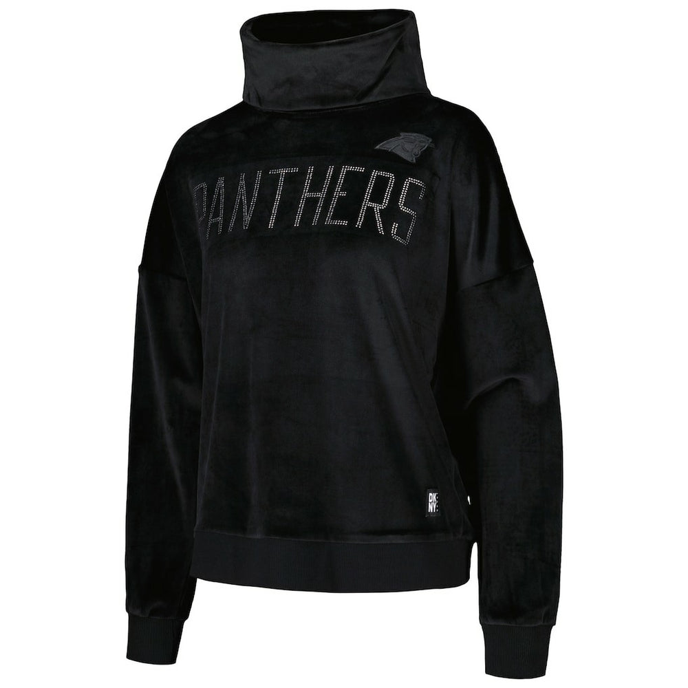 Carolina Panthers DKNY Sport Women's Deliliah Rhinestone Funnel Neck Pullover Sweatshirt - Black for sale