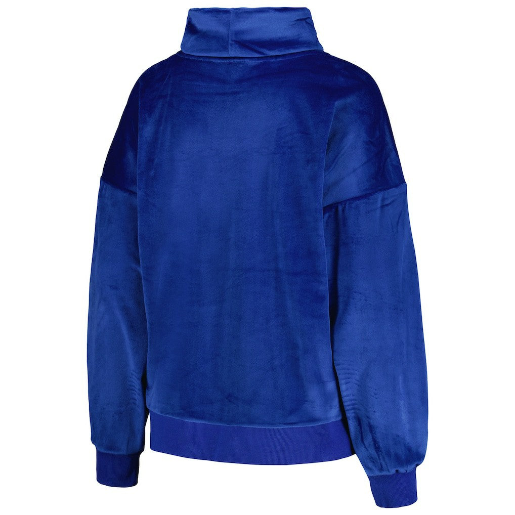 Los Angeles Rams DKNY Sport Women's Deliliah Rhinestone Funnel Neck Pullover Sweatshirt - Royal for sale