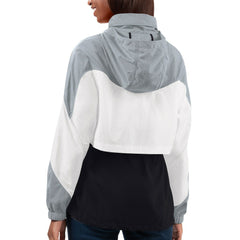 Las Vegas Raiders G-III 4Her by Carl Banks Women's Tie Breaker Lightweight Quarter-Zip Jacket - Black/Silver cheap