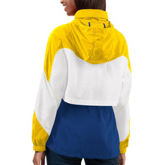Los Angeles Rams G-III 4Her by Carl Banks Women's Tie Breaker Lightweight Quarter-Zip Jacket - Royal/Gold on sale
