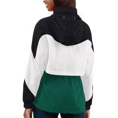 New York Jets G-III 4Her by Carl Banks Women's Tie Breaker Lightweight Quarter-Zip Jacket - Green/Black sale