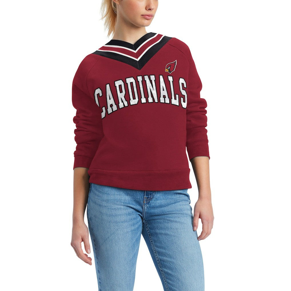 Arizona Cardinals Tommy Hilfiger Women's Heidi V-Neck Pullover Sweatshirt - Cardinal outlet