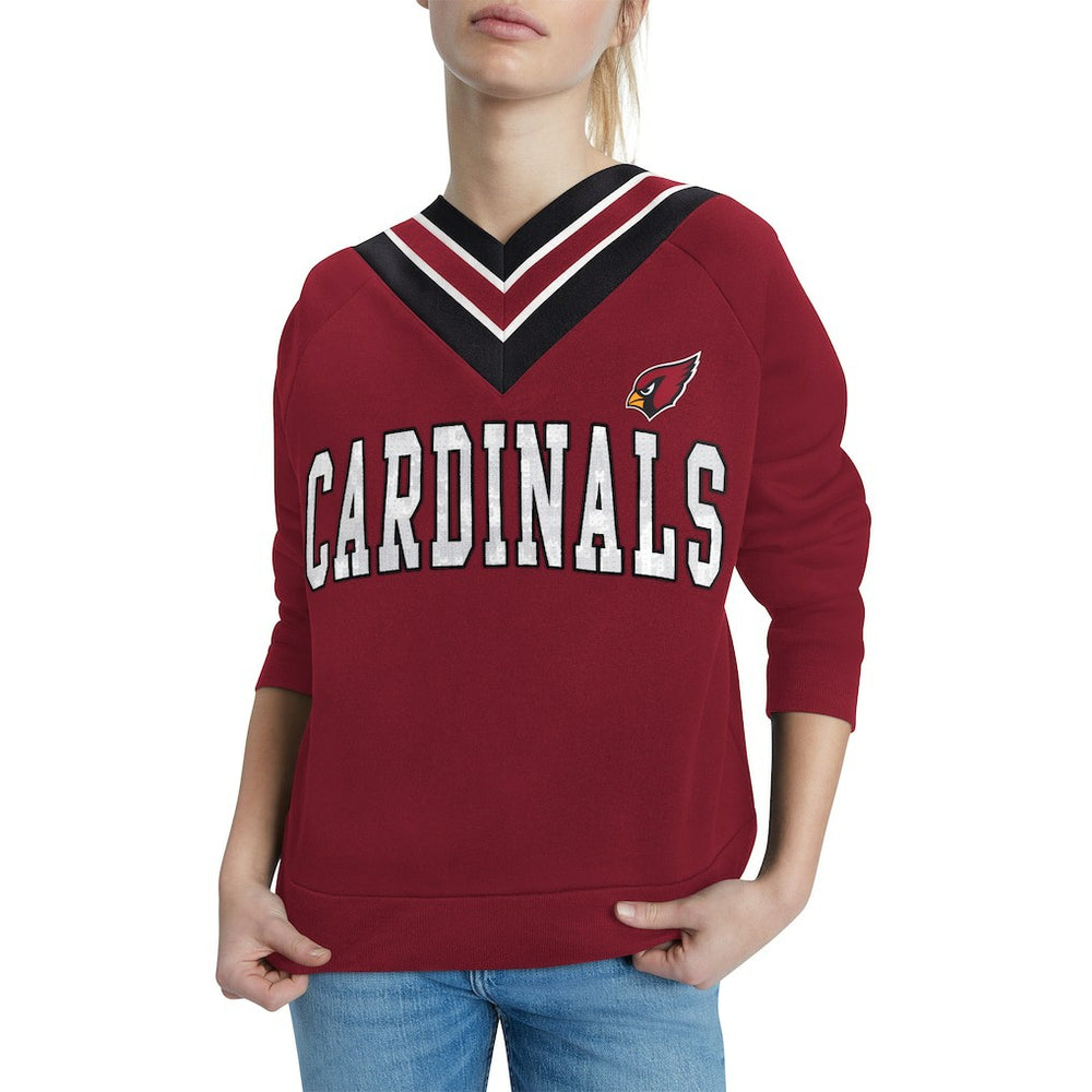 Arizona Cardinals Tommy Hilfiger Women's Heidi V-Neck Pullover Sweatshirt - Cardinal outlet