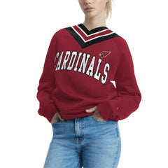 Arizona Cardinals Tommy Hilfiger Women's Heidi V-Neck Pullover Sweatshirt - Cardinal outlet