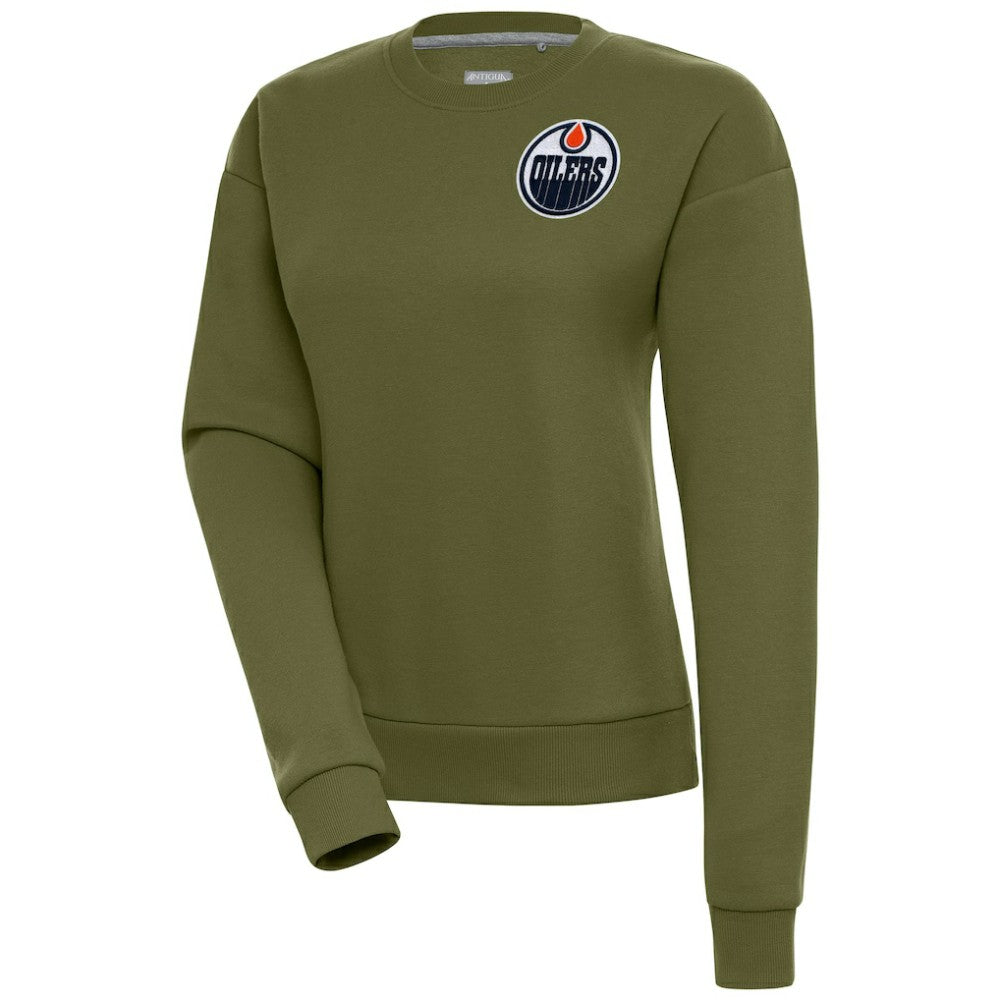 Edmonton Oilers Antigua Women's Victory Pullover Sweatshirt Olive
