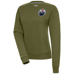 Edmonton Oilers Antigua Women's Victory Pullover Sweatshirt Olive