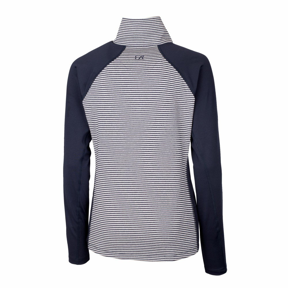 Milwaukee Brewers Cutter & Buck Women's DryTec Forge Tonal Stripe Half-Zip Top - Navy