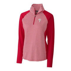 Philadelphia Phillies Cutter & Buck Women's DryTec Forge Tonal Stripe Half-Zip Top - Red