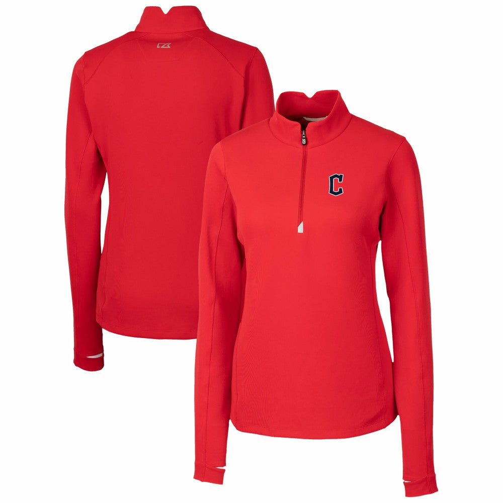 Cleveland Guardians Cutter & Buck Women's DryTec Traverse Stretch Quarter-Zip Pullover Top - Red