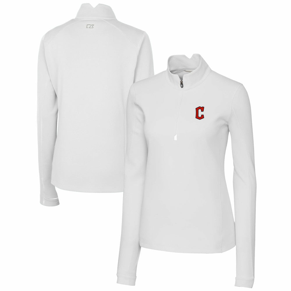 Cleveland Guardians Cutter & Buck Women's DryTec Traverse Stretch Quarter-Zip Pullover Top - White