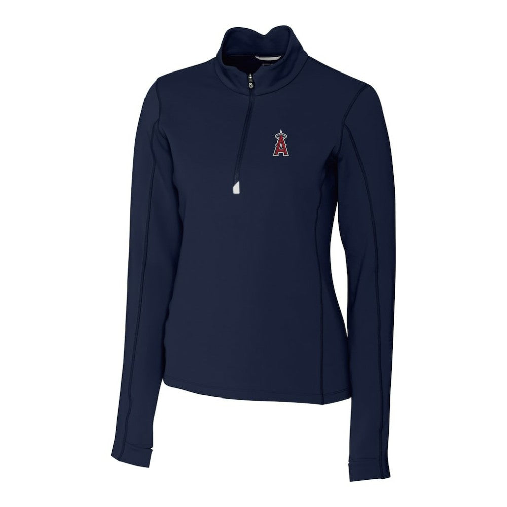 Los Angeles Angels Cutter & Buck Women's DryTec Traverse Stretch Quarter-Zip Pullover Top - Navy