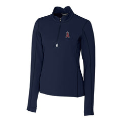 Los Angeles Angels Cutter & Buck Women's DryTec Traverse Stretch Quarter-Zip Pullover Top - Navy