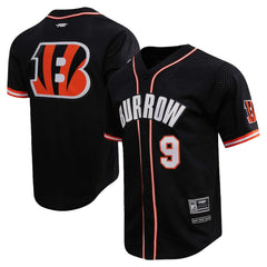 Joe Burrow Cincinnati Bengals Pro Standard Mesh Baseball Button-Up T-Shirt - Black on sale