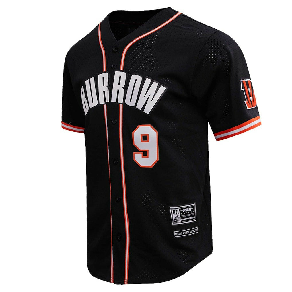 Joe Burrow Cincinnati Bengals Pro Standard Mesh Baseball Button-Up T-Shirt - Black on sale