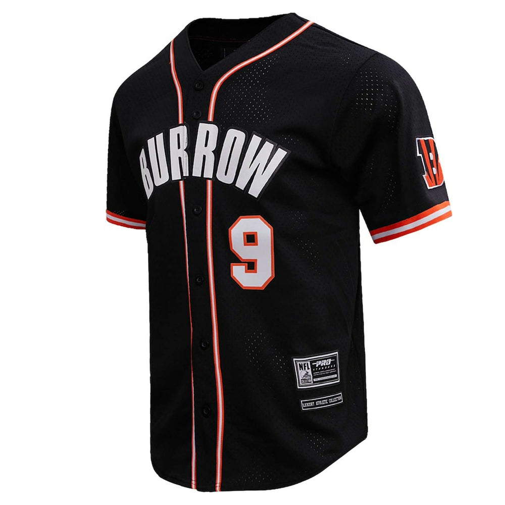 Joe Burrow Cincinnati Bengals Pro Standard Mesh Baseball Button-Up T-Shirt - Black on sale