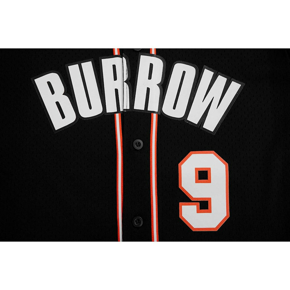 Joe Burrow Cincinnati Bengals Pro Standard Mesh Baseball Button-Up T-Shirt - Black on sale