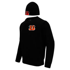 Cincinnati Bengals Pro Standard Crewneck Pullover Sweater & Cuffed Knit Hat Box Gift Set - Black for sale