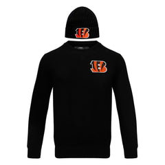 Cincinnati Bengals Pro Standard Crewneck Pullover Sweater & Cuffed Knit Hat Box Gift Set - Black for sale