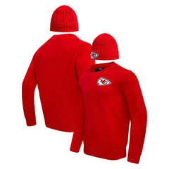 Kansas City Chiefs Pro Standard Crewneck Pullover Sweater & Cuffed Knit Hat Box Gift Set - Red cheap