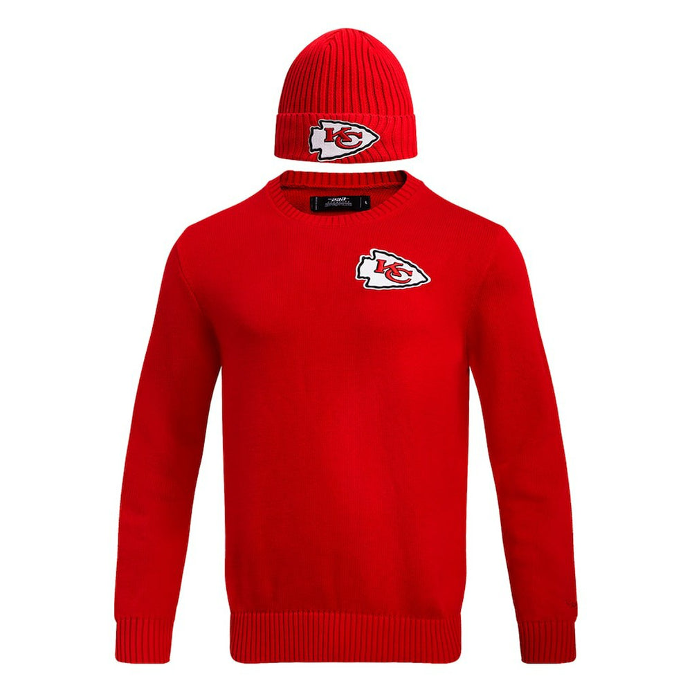 Kansas City Chiefs Pro Standard Crewneck Pullover Sweater & Cuffed Knit Hat Box Gift Set - Red cheap