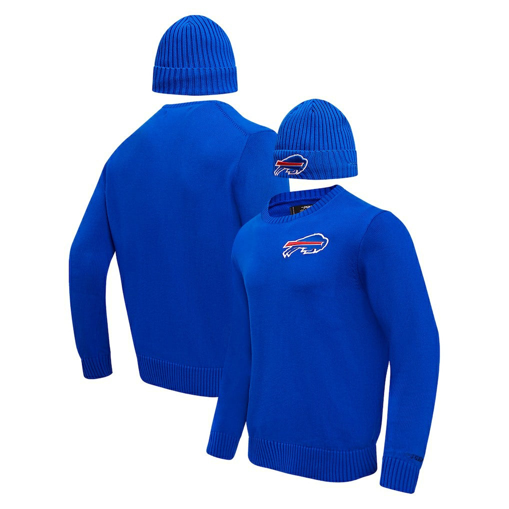 Buffalo Bills Pro Standard Crewneck Pullover Sweater & Cuffed Knit Hat Box Gift Set - Royal sale