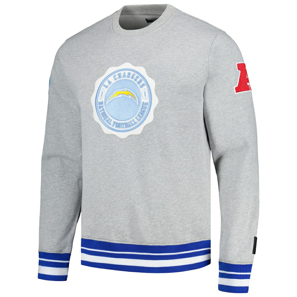 Los Angeles Chargers Pro Standard Crest Emblem Pullover Sweatshirt - Heather Gray for sale