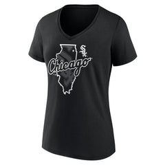 Chicago White Sox Women's Hometown Sox State V-Neck T-Shirt - Black