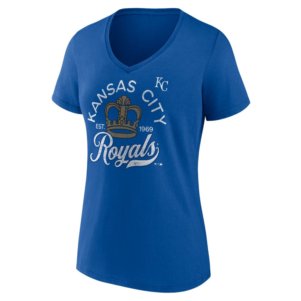 Kansas City Royals Women's Hometown Retro Crown V-Neck T-Shirt - Royal
